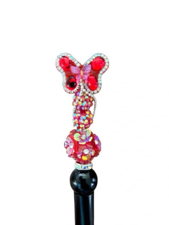 AB INKS HANDMADE EXPRESSIONS Handmade Red Rhinestone Butterfly Pen - Picture 4 of 4